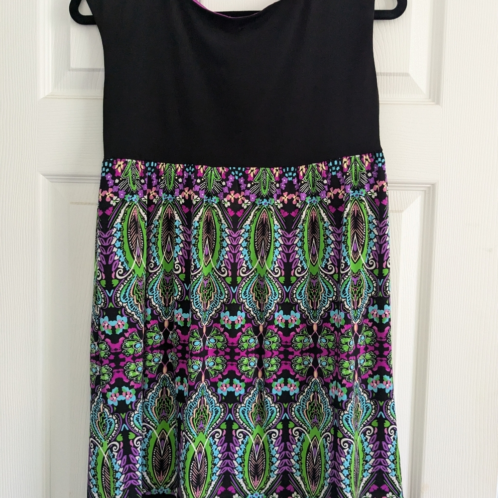 Cute Summer Dress Jewel Tones/Black Size 8P